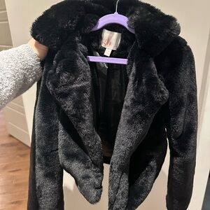 GB Girls Black Faux Fur Coat/Jacket